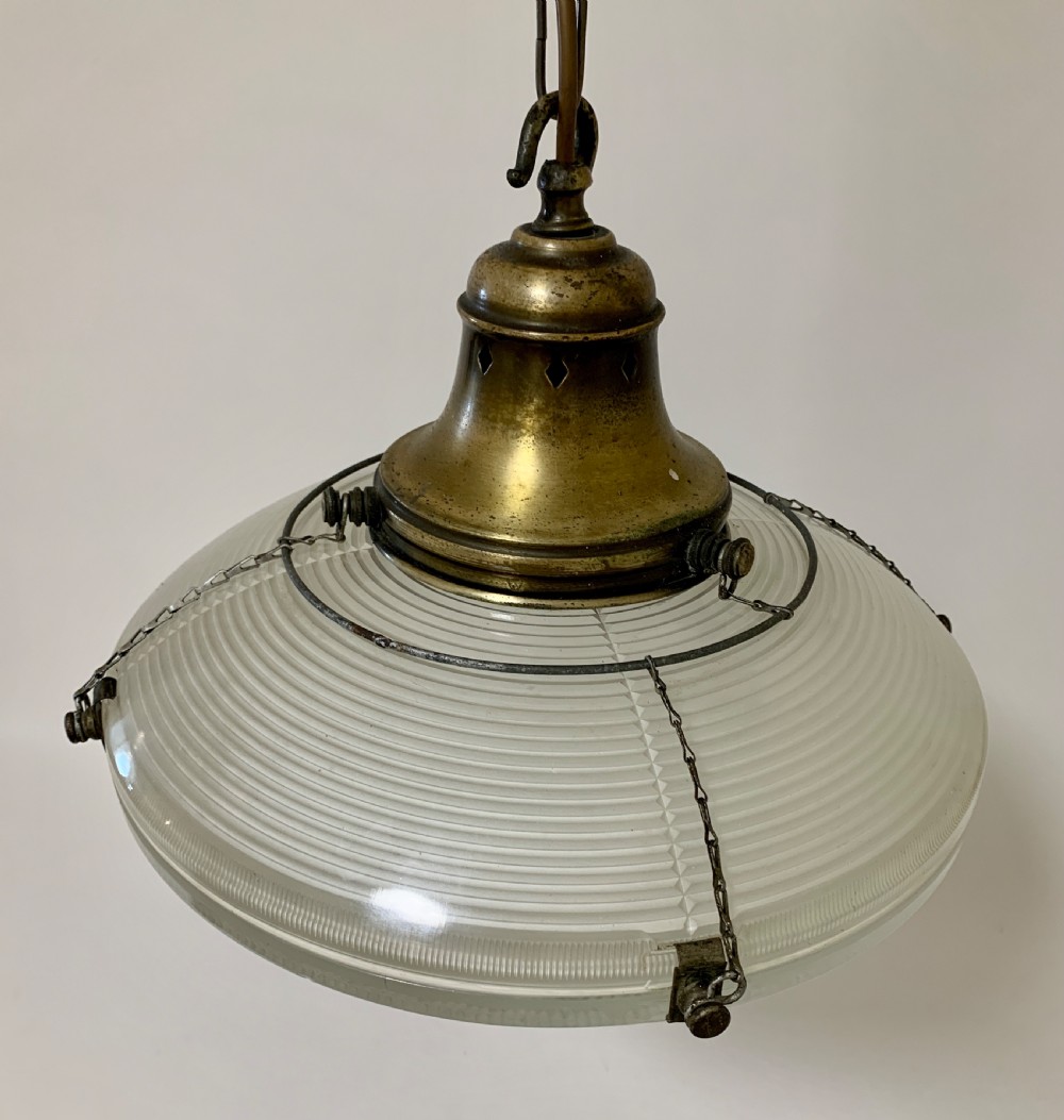 Original Holophane Flying Saucer Glass Pendant Light View II