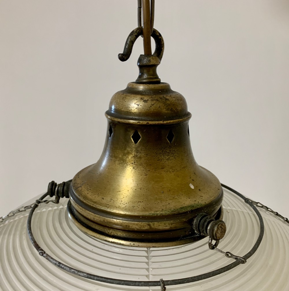 Original Holophane Flying Saucer Glass Pendant Light View III