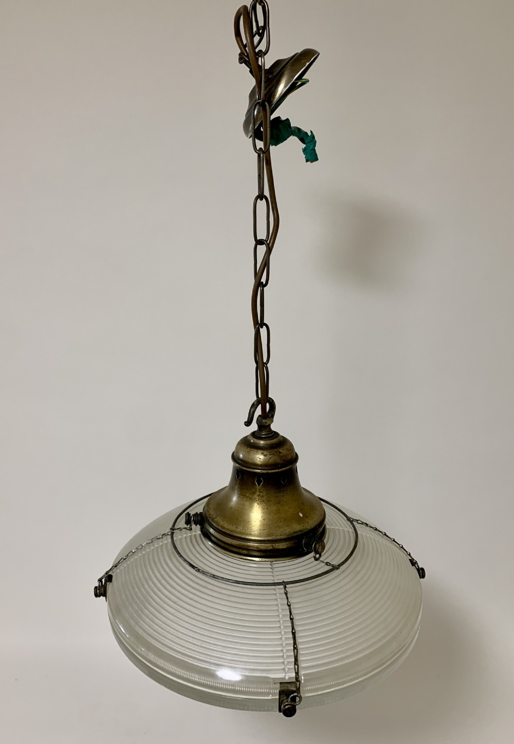 Original Holophane Flying Saucer Glass Pendant Light View VI