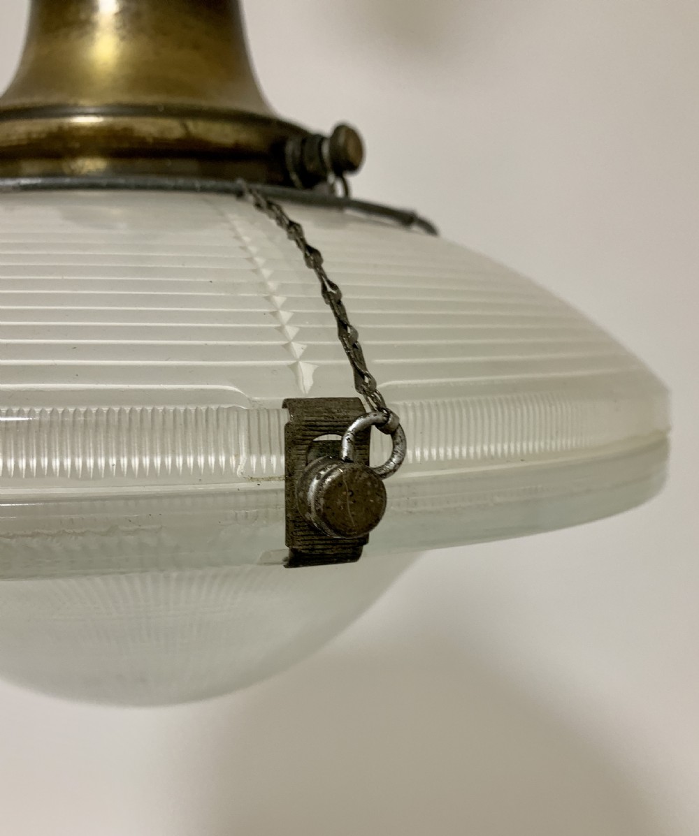 Original Holophane Flying Saucer Glass Pendant Light View VII