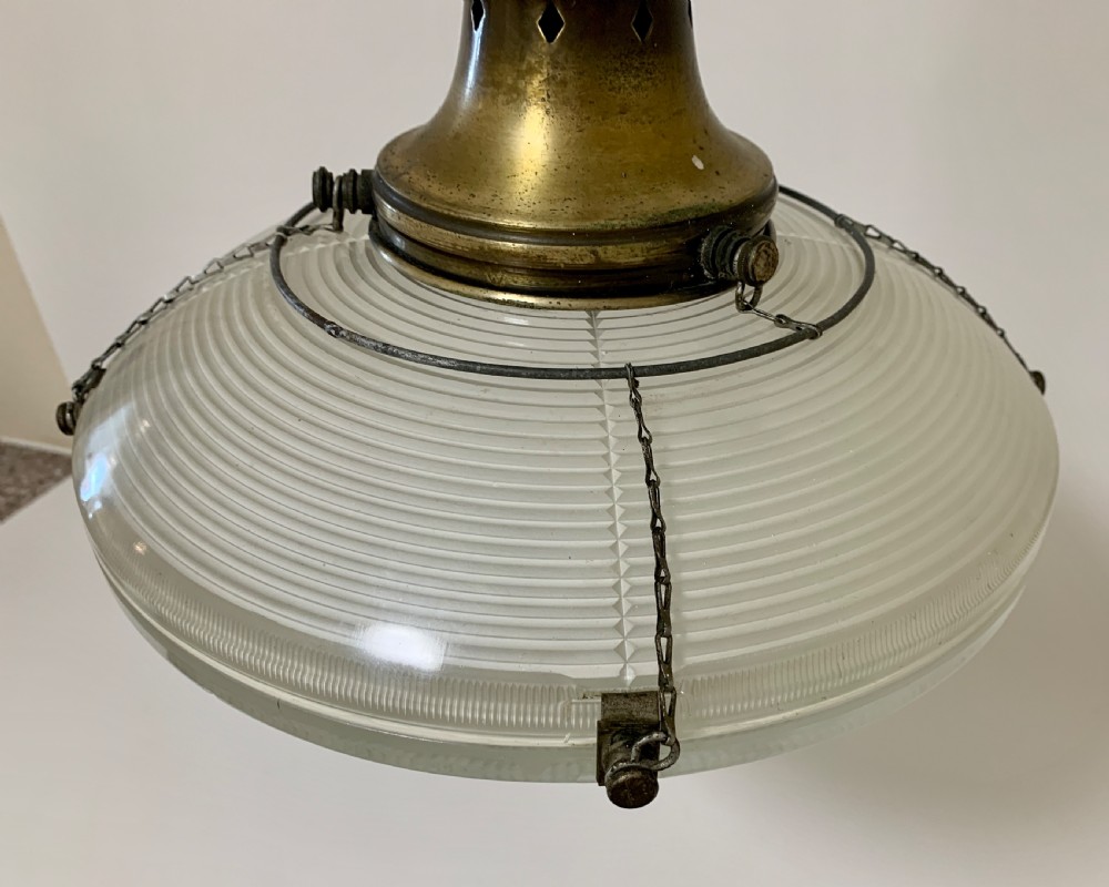 Original Holophane Flying Saucer Glass Pendant Light View VIII