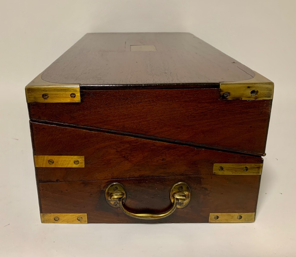 Antique Victorian Mahogany Brass Bound Campaign Writing Slope Box View VI