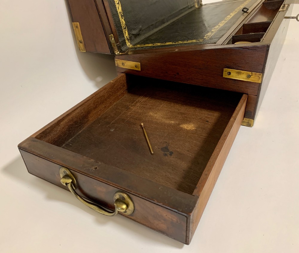 Antique Victorian Mahogany Brass Bound Campaign Writing Slope Box View XII