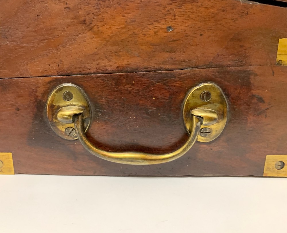 Antique Victorian Mahogany Brass Bound Campaign Writing Slope Box View XV