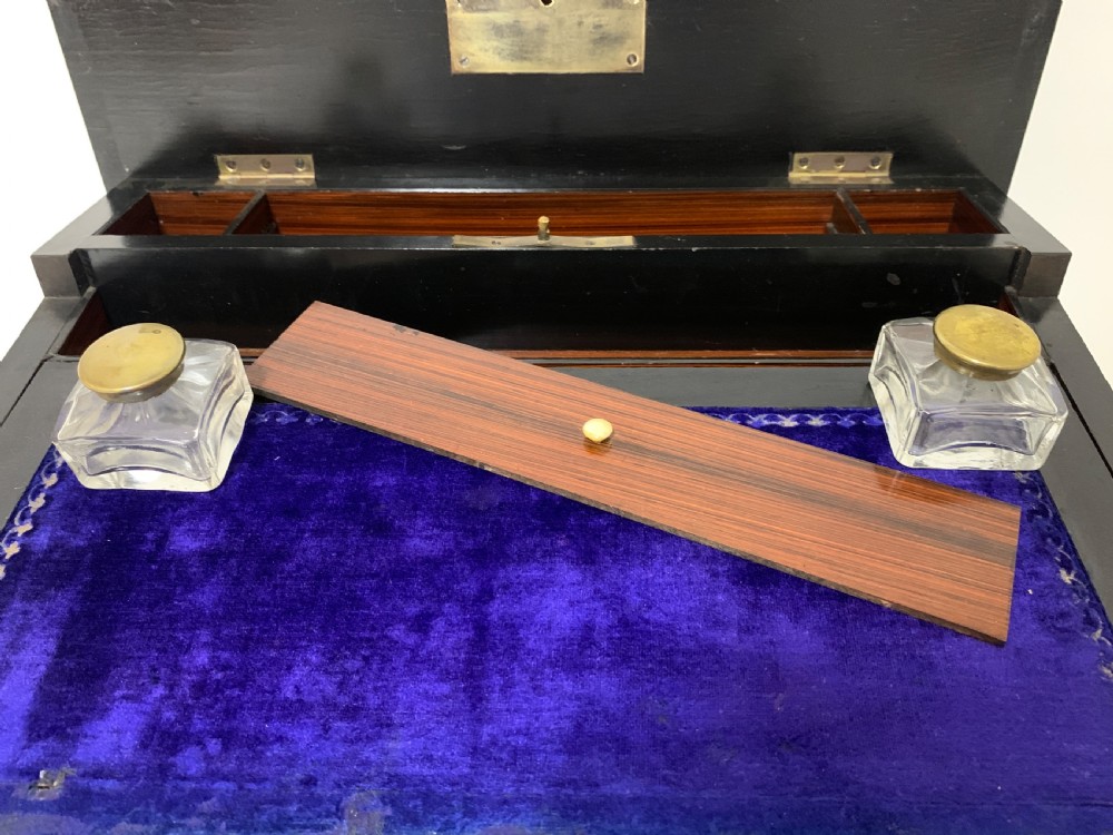 Antique Regency Amboyna Mother of Pearl Inlaid Writing Slope Lap Box View VIII