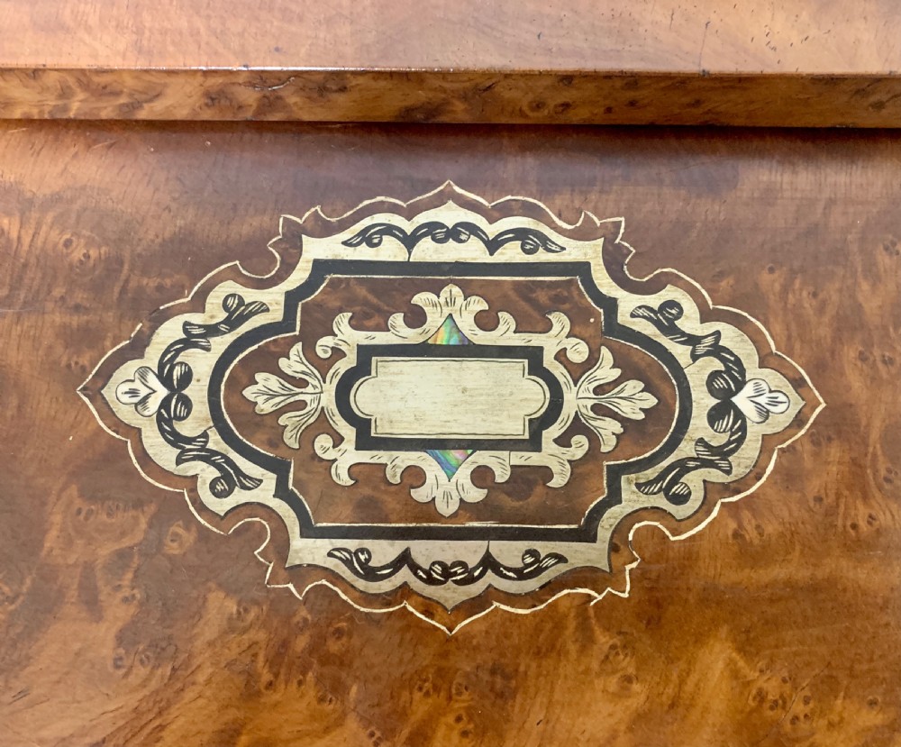 Antique Regency Amboyna Mother of Pearl Inlaid Writing Slope Lap Box View XVIII
