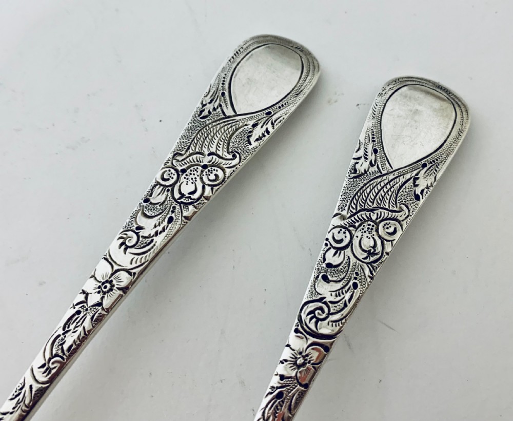 Pair of Antique Regency Solid Silver Berry Spoons View III