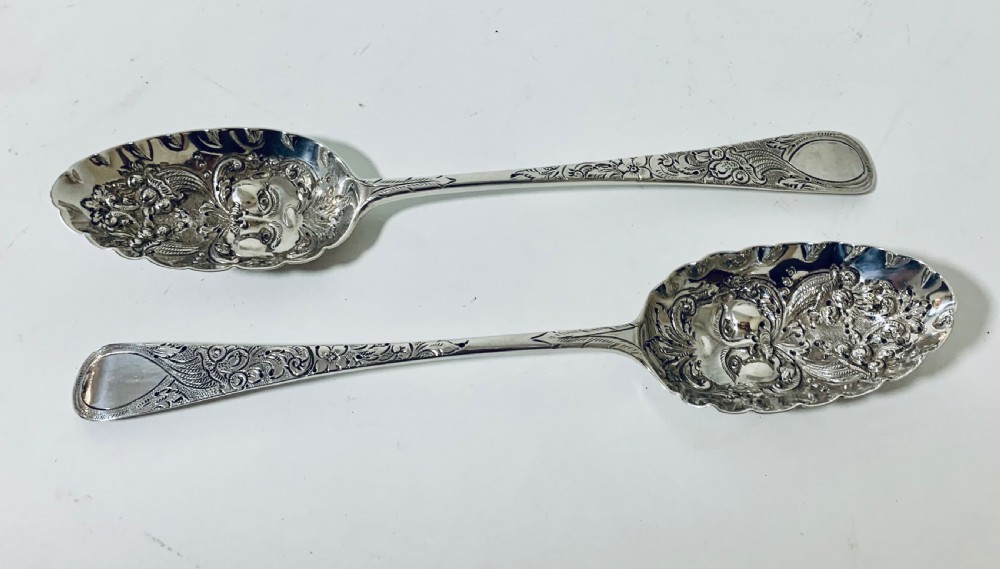 Pair of Antique Regency Solid Silver Berry Spoons View IV