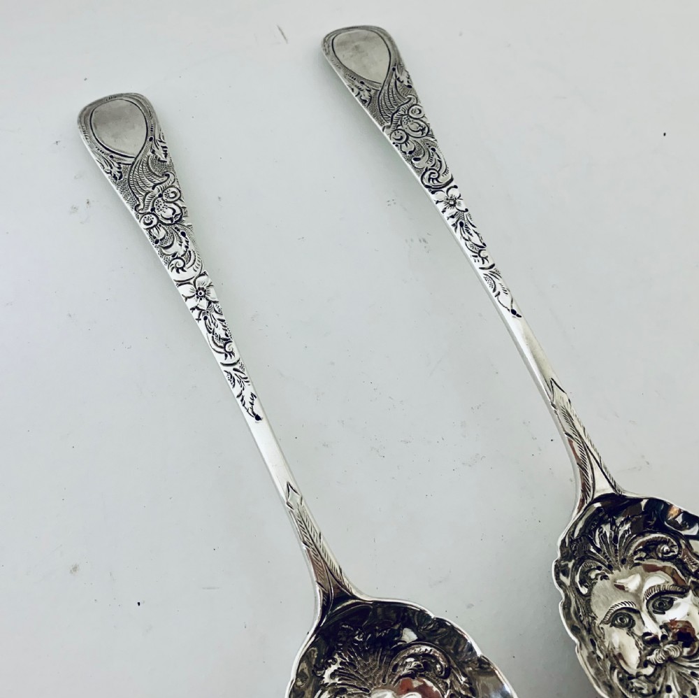 Pair of Antique Regency Solid Silver Berry Spoons View V