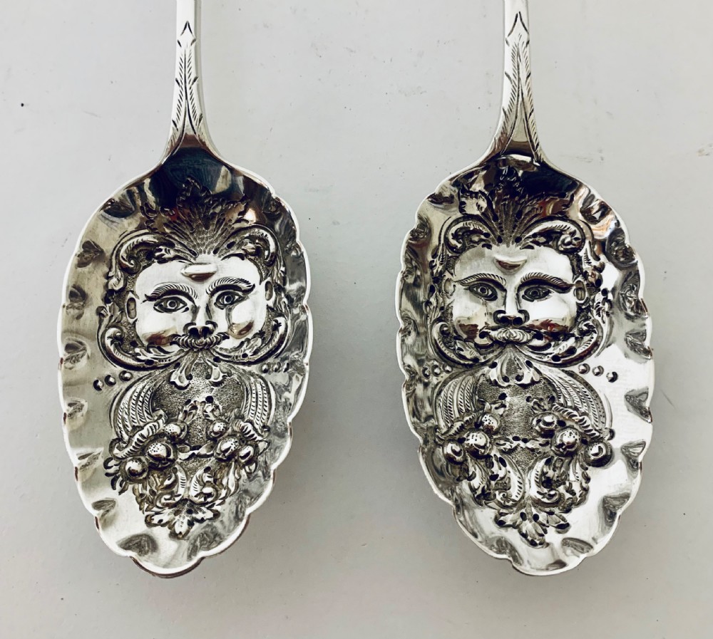 Pair of Antique Regency Solid Silver Berry Spoons View VI