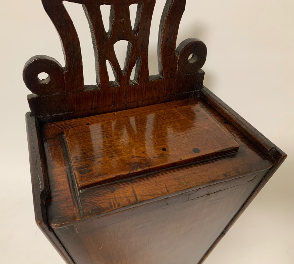Antique Georgian Oak Candle Box View VIII