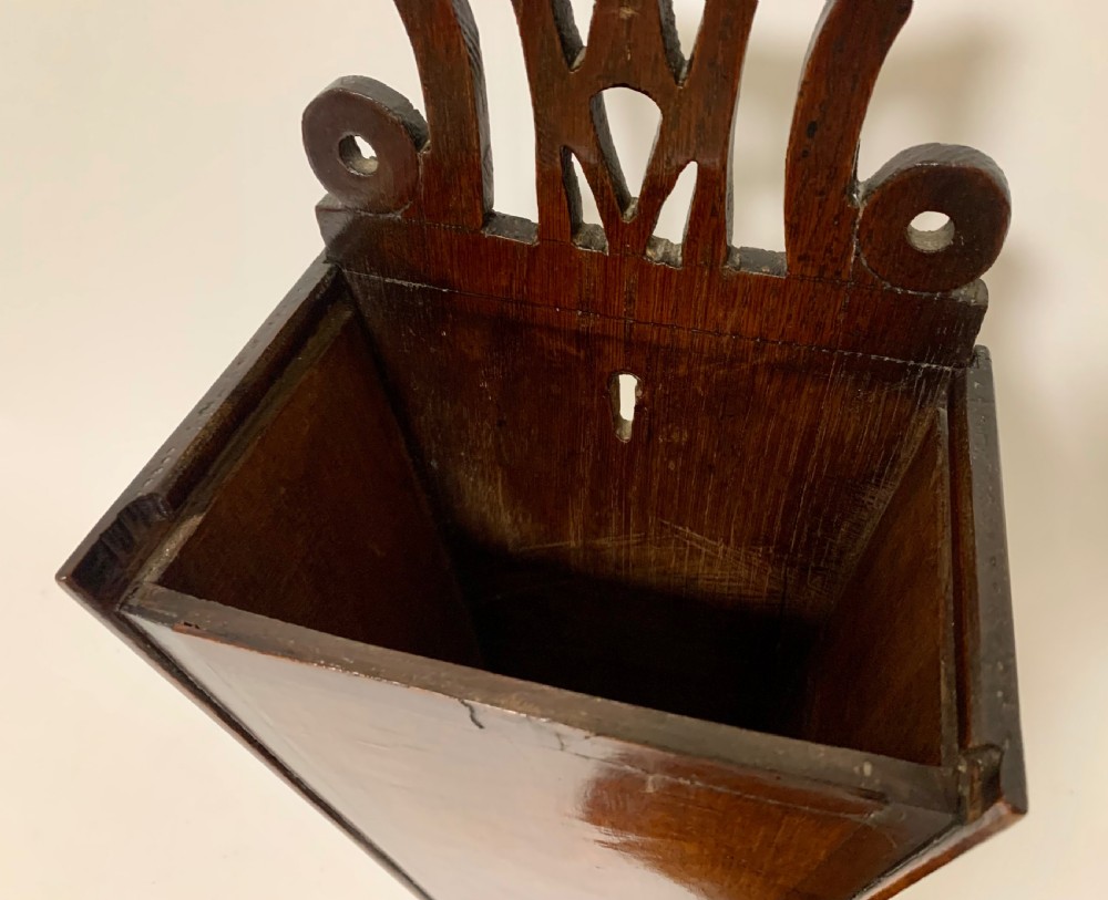 Antique Georgian Oak Candle Box View XI