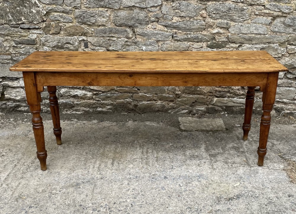 Narrow Antique Pine Farmhouse Table