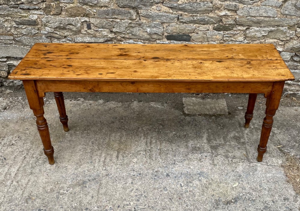 Narrow Antique Pine Farmhouse Table View V
