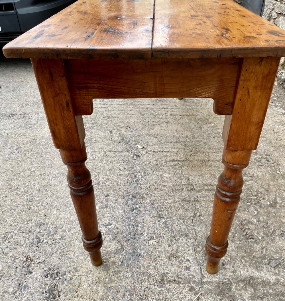 Narrow Antique Pine Farmhouse Table View X