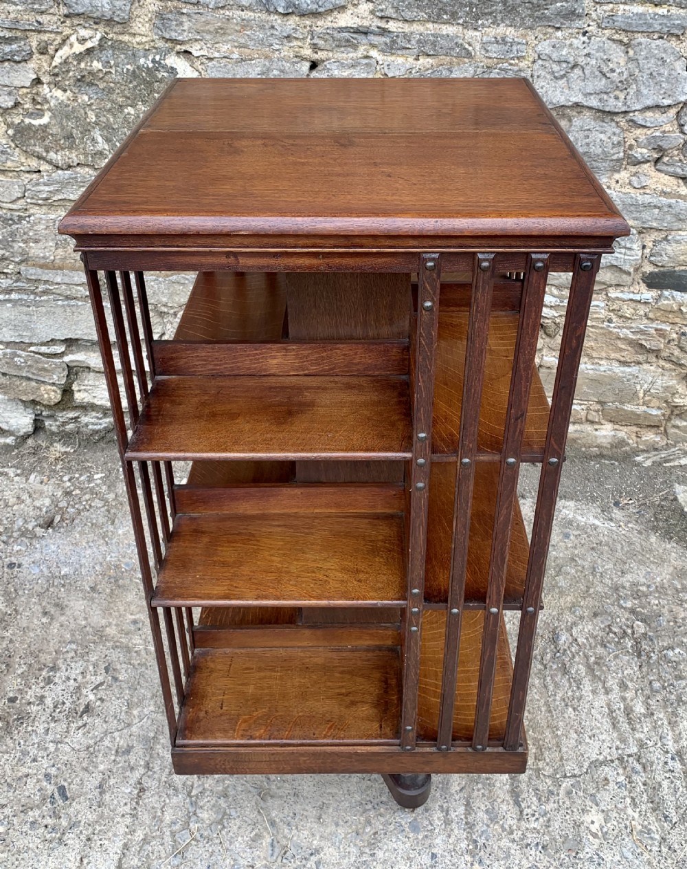 Large Antique Oak Revolving Bookcase by Maple & Co View II