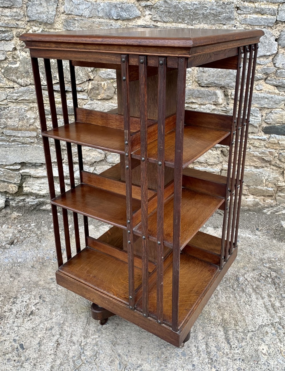 Large Antique Oak Revolving Bookcase by Maple & Co View VIII