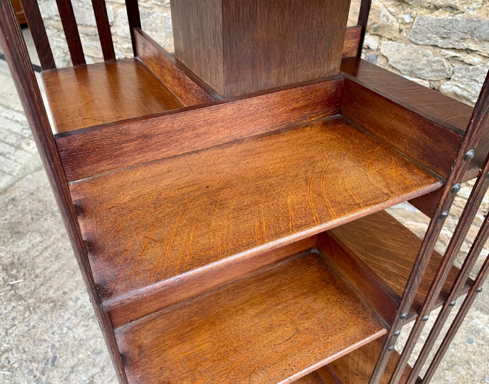 Large Antique Oak Revolving Bookcase by Maple & Co View X