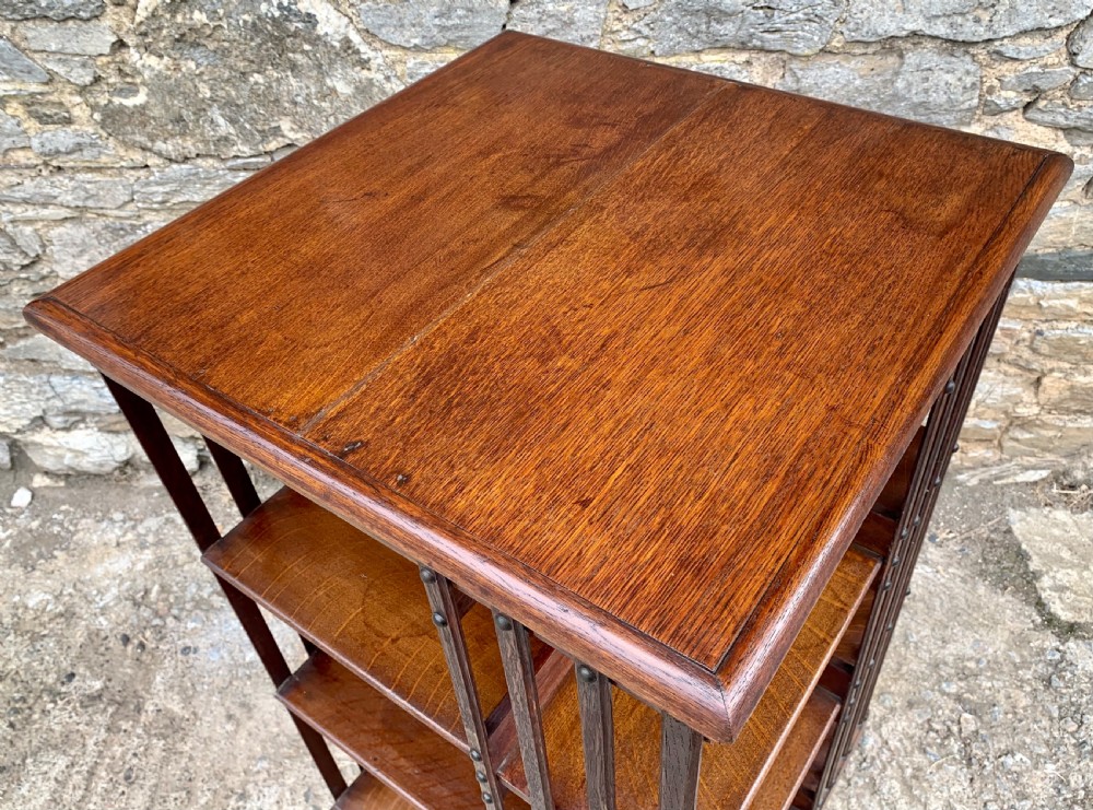 Large Antique Oak Revolving Bookcase by Maple & Co View XI