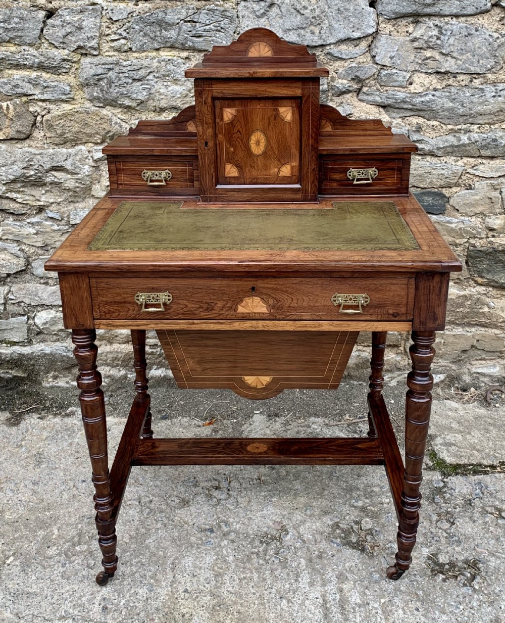 Antique Rosewood Inlaid Writing Desk