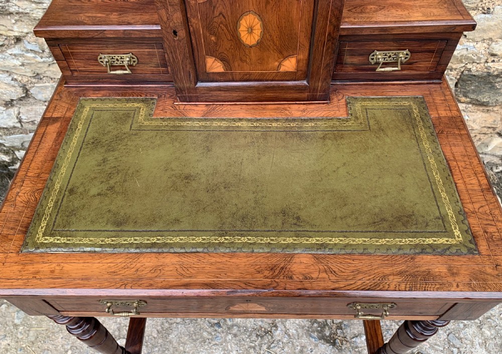 Antique Rosewood Inlaid Writing Desk View II