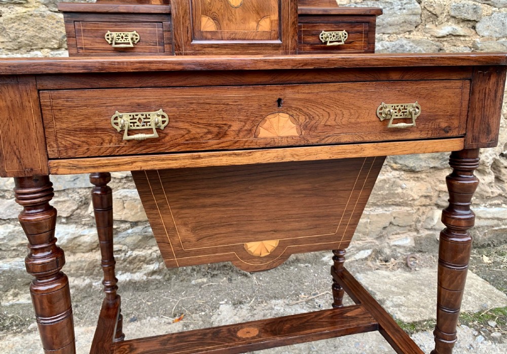 Antique Rosewood Inlaid Writing Desk View IX