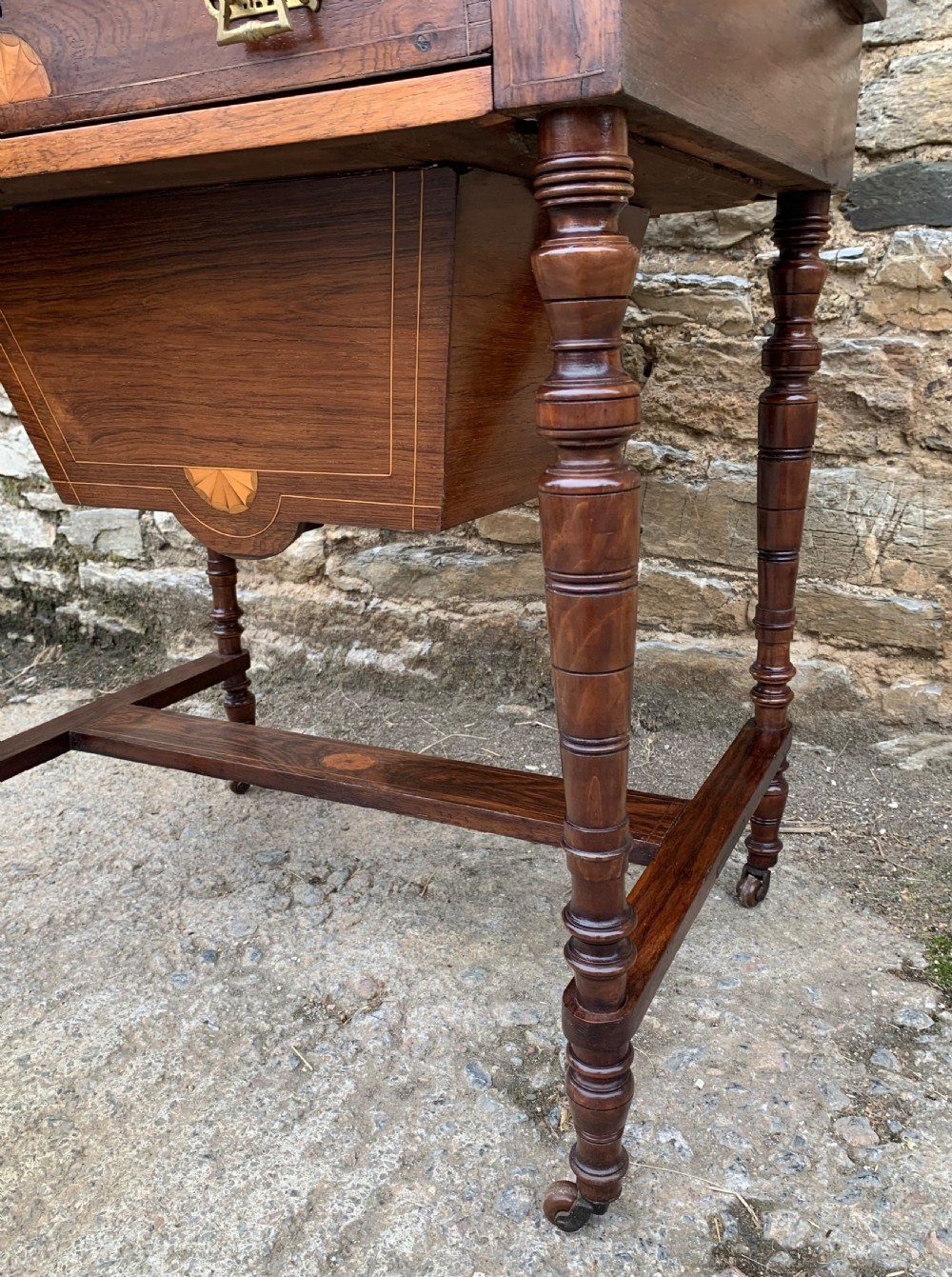 Antique Rosewood Inlaid Writing Desk View XII