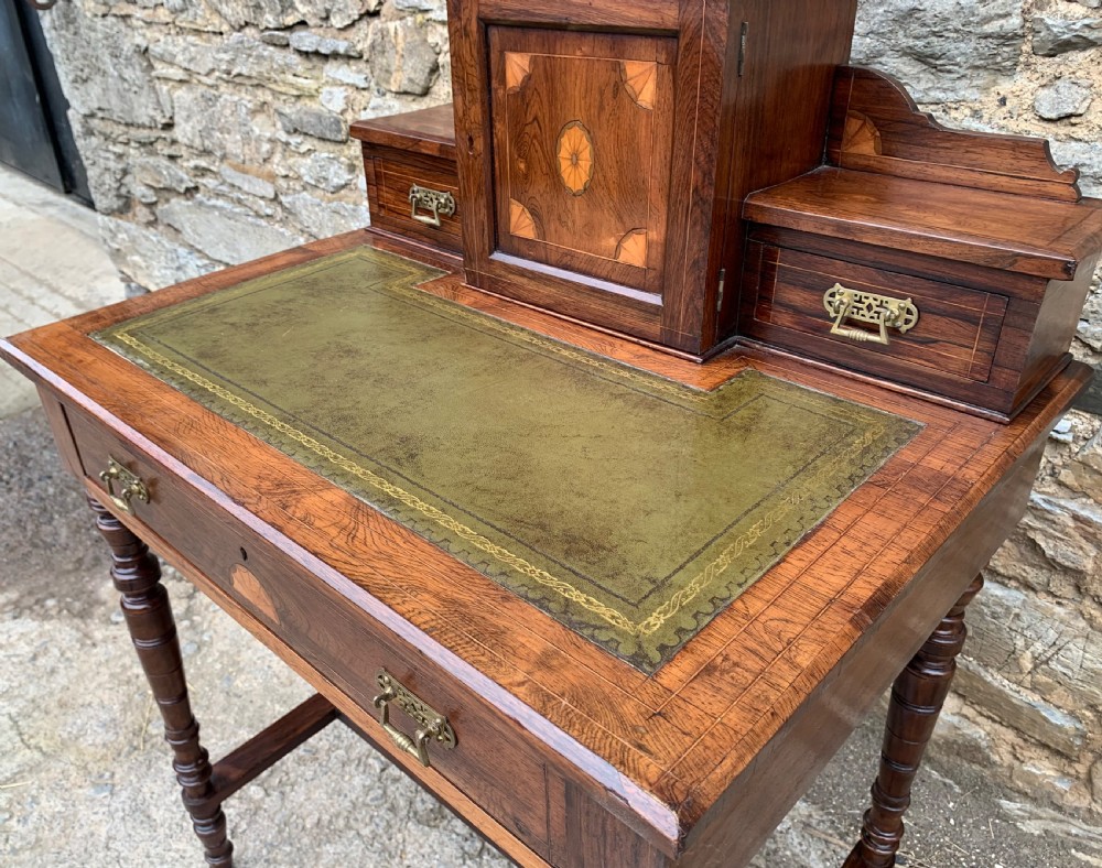 Antique Rosewood Inlaid Writing Desk View XIII