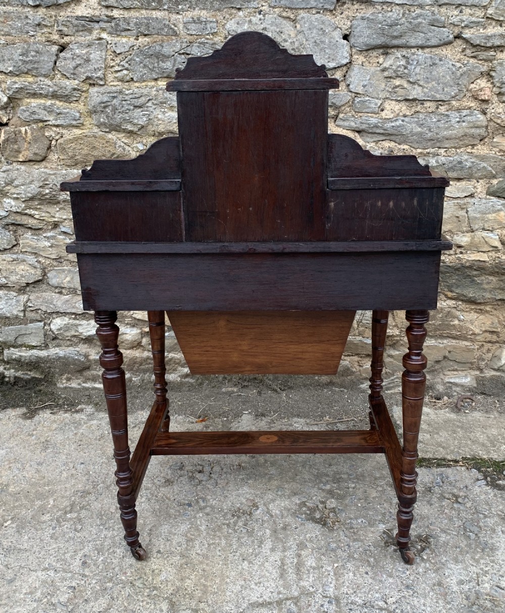 Antique Rosewood Inlaid Writing Desk View XV
