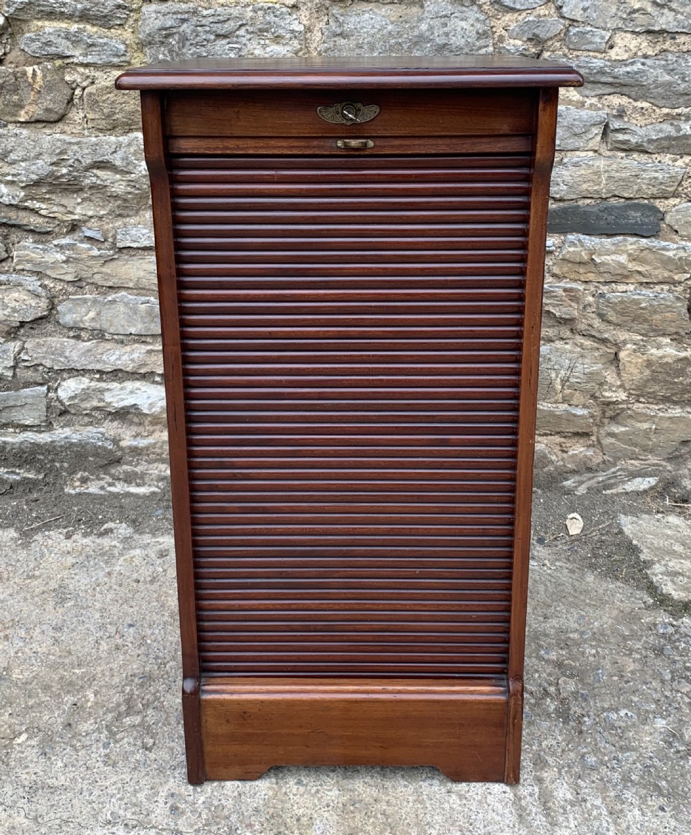 Antique Mahogany Tambour Front Filing Music Cabinet