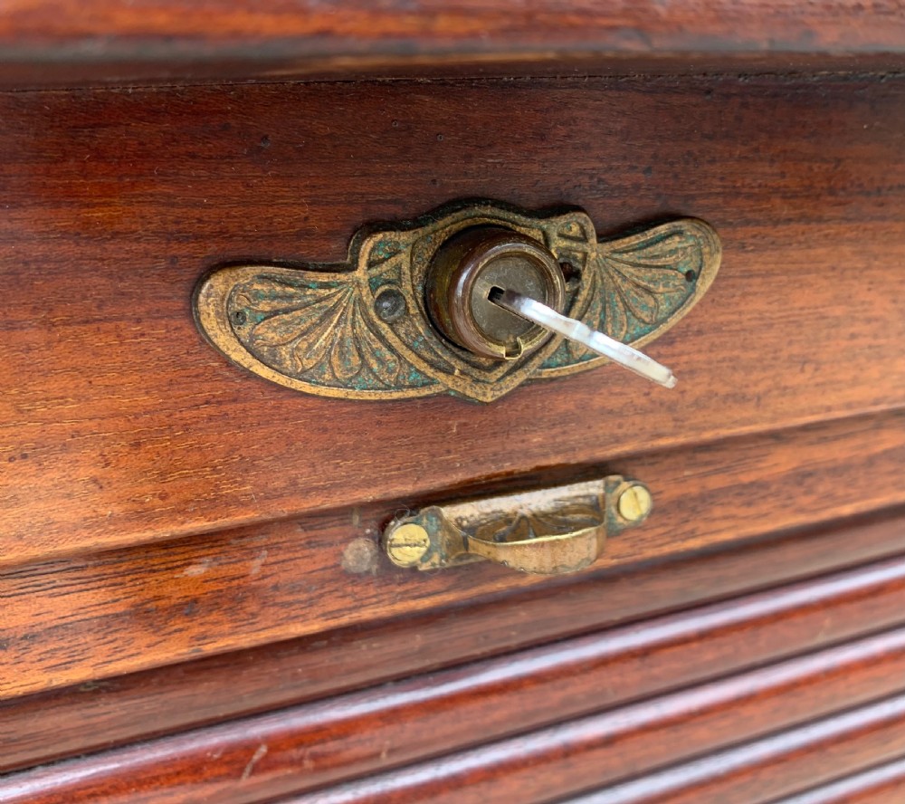 Antique Mahogany Tambour Front Filing Music Cabinet View XI