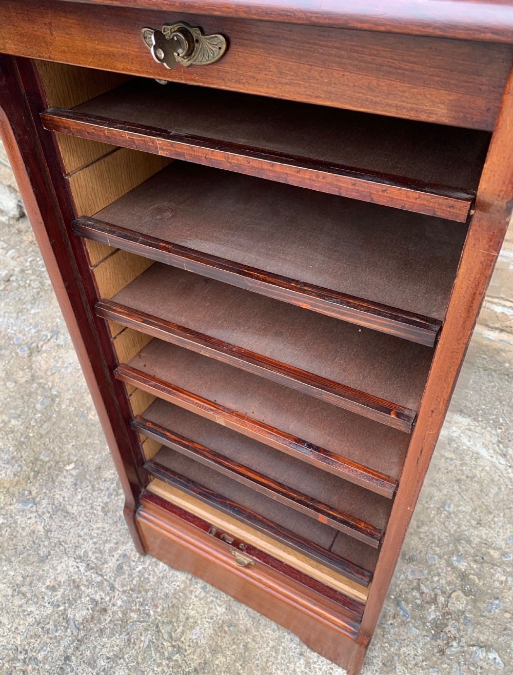 Antique Mahogany Tambour Front Filing Music Cabinet View XIV