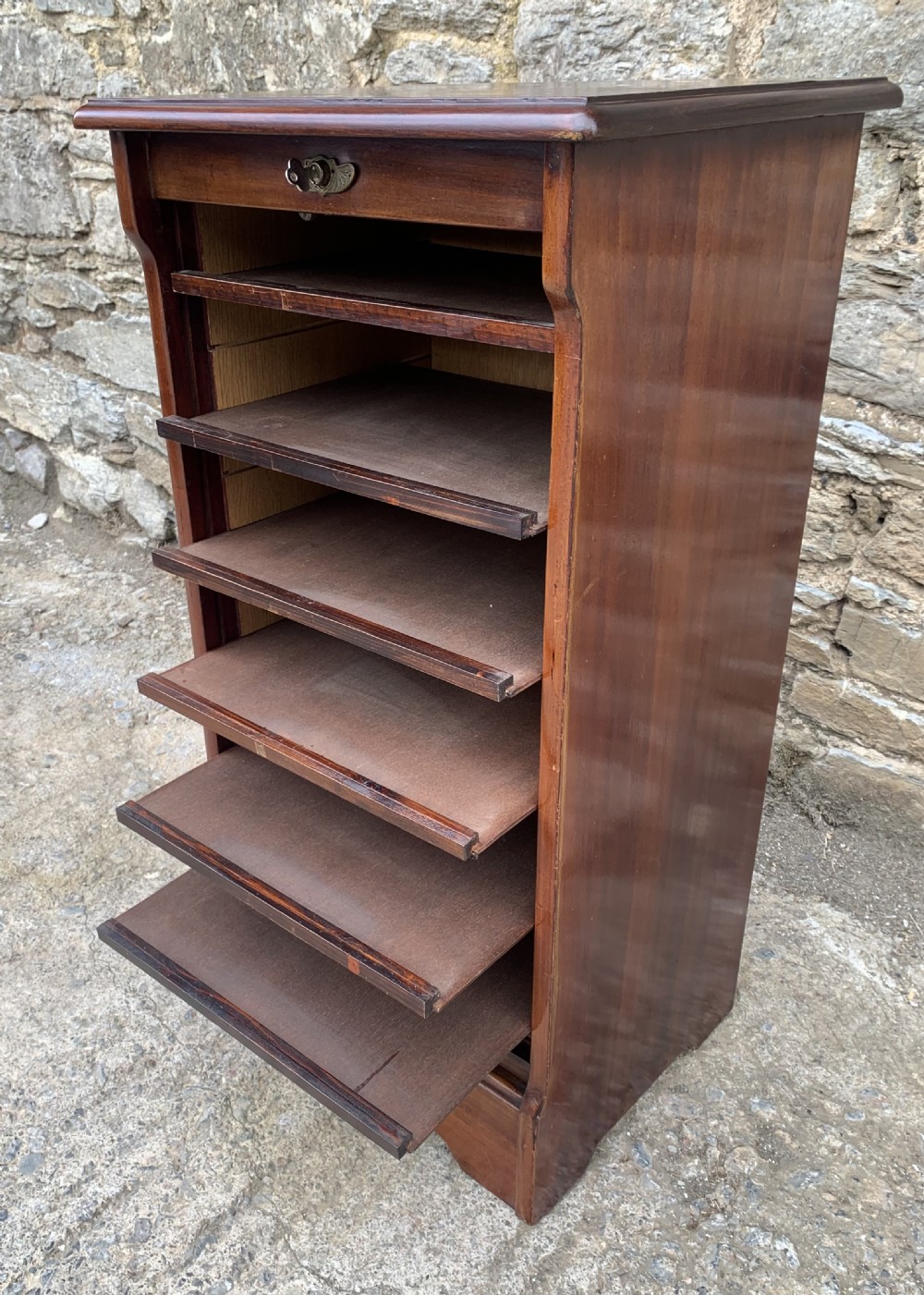 Antique Mahogany Tambour Front Filing Music Cabinet View XV