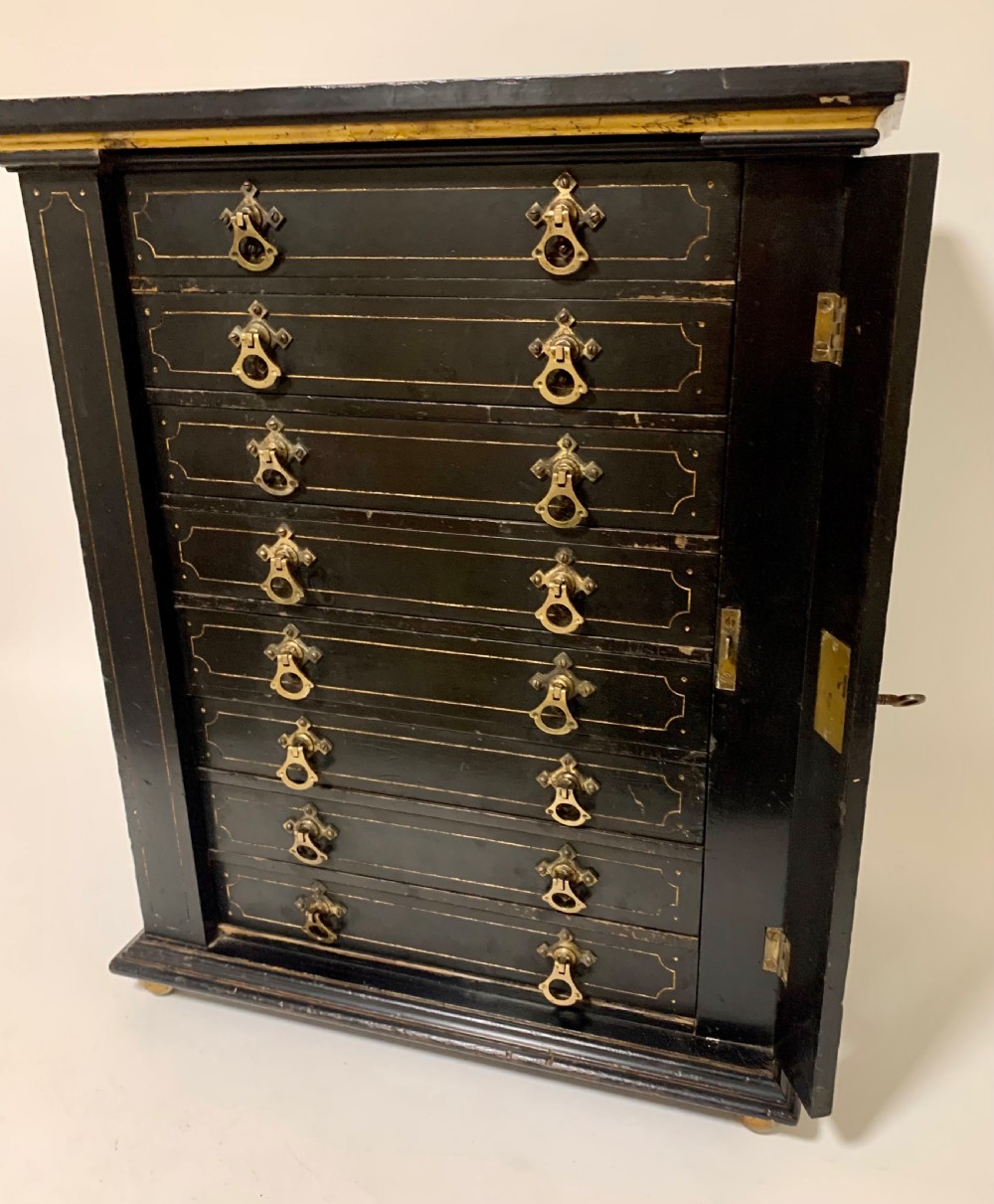 Antique Victorian Ebonised Specimen Cabinet View IX