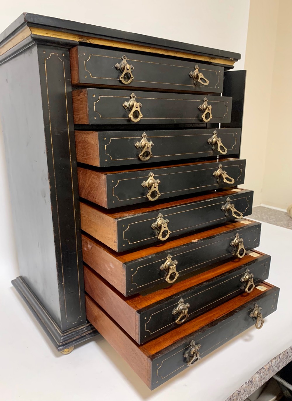 Antique Victorian Ebonised Specimen Cabinet View XI