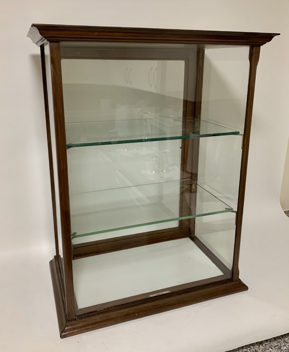 Antique Mahogany Glass Countertop Shop Display Cabinet