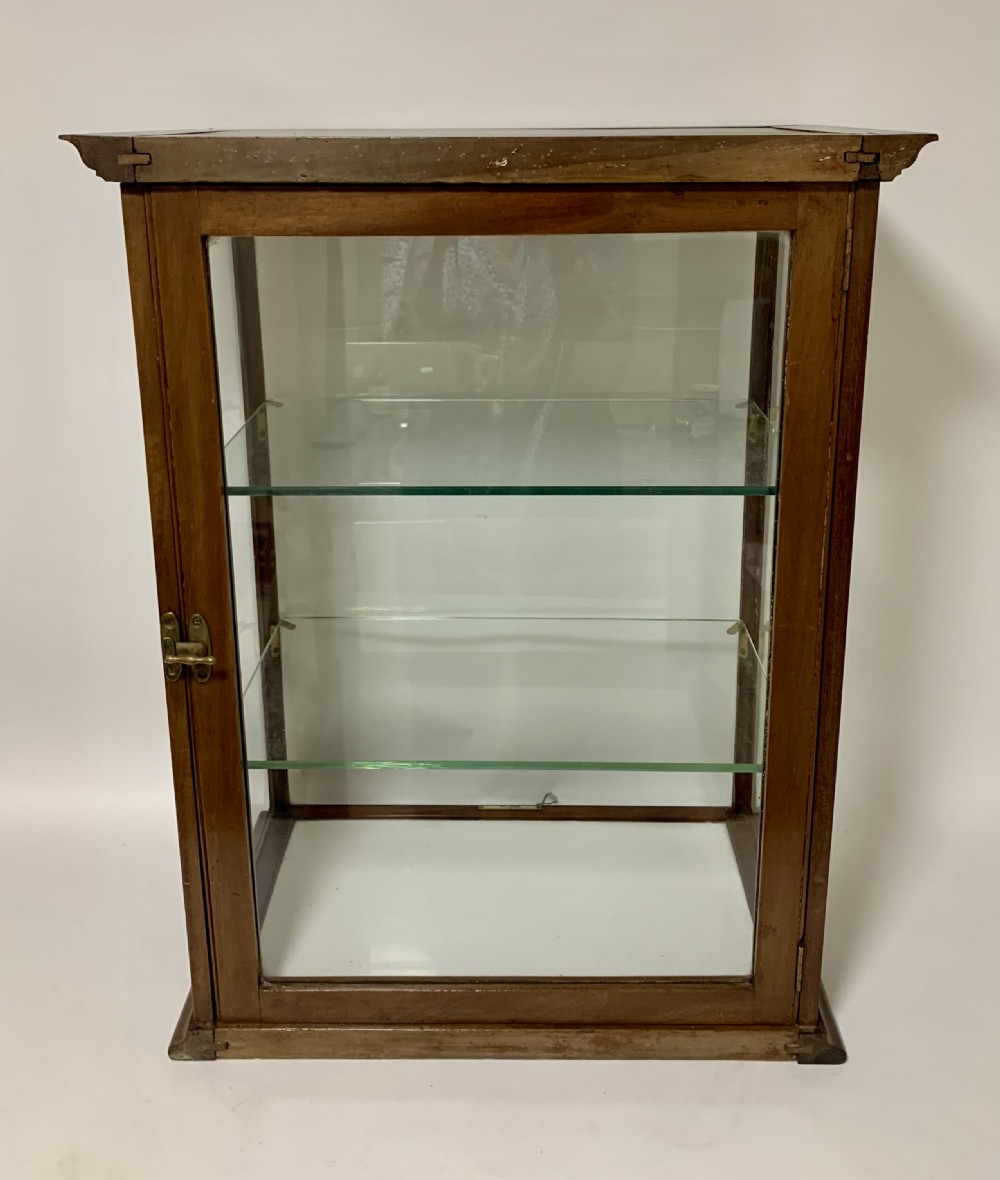 Antique Mahogany Glass Countertop Shop Display Cabinet View VIII