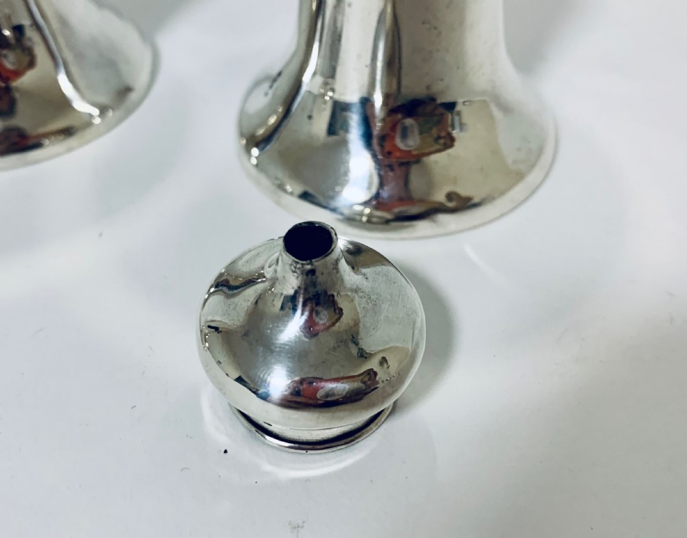 Pair of Antique Chester Silver Salt and Pepper Shakers View X
