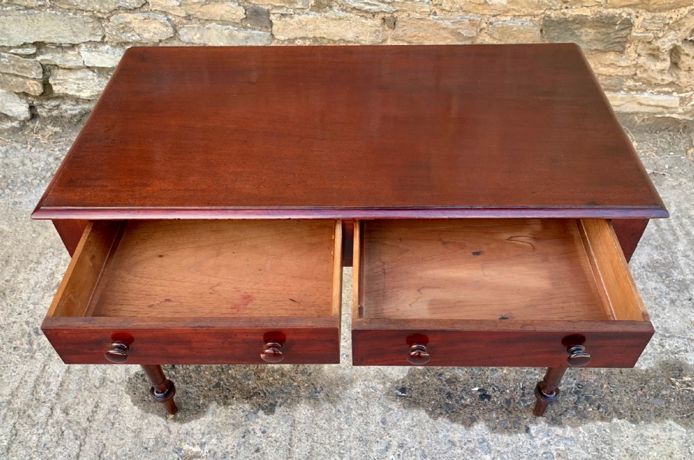 Victorian Mahogany Two Drawer Side Table View V