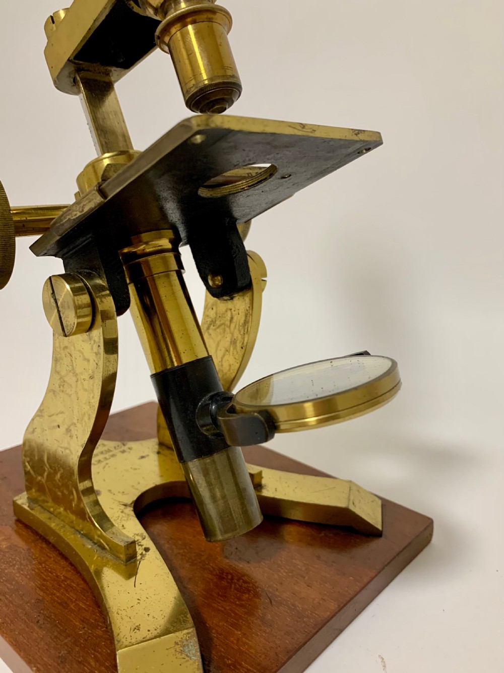 Antique Victorian Brass Bar Limb Microscope View X