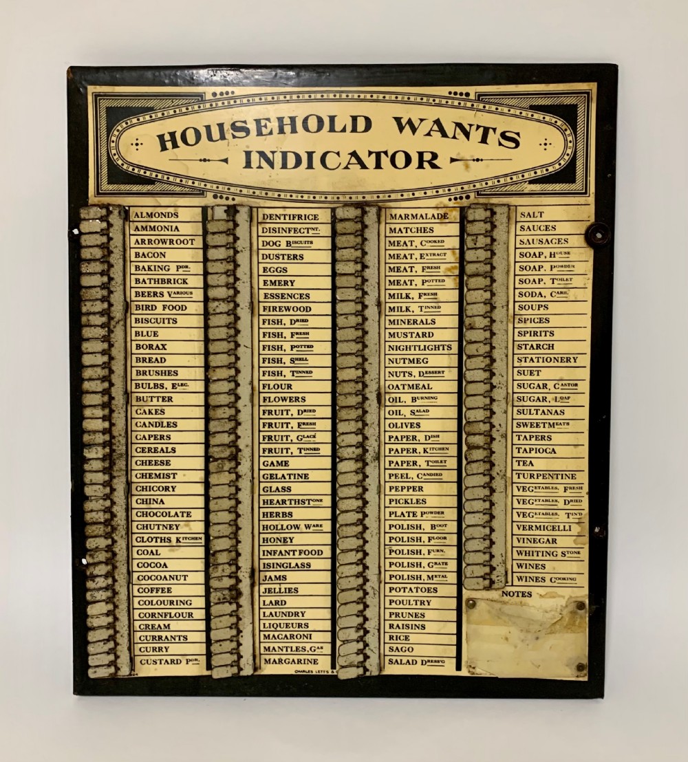 Antique Edwardian Charles Letts Household Wants Indicator 
