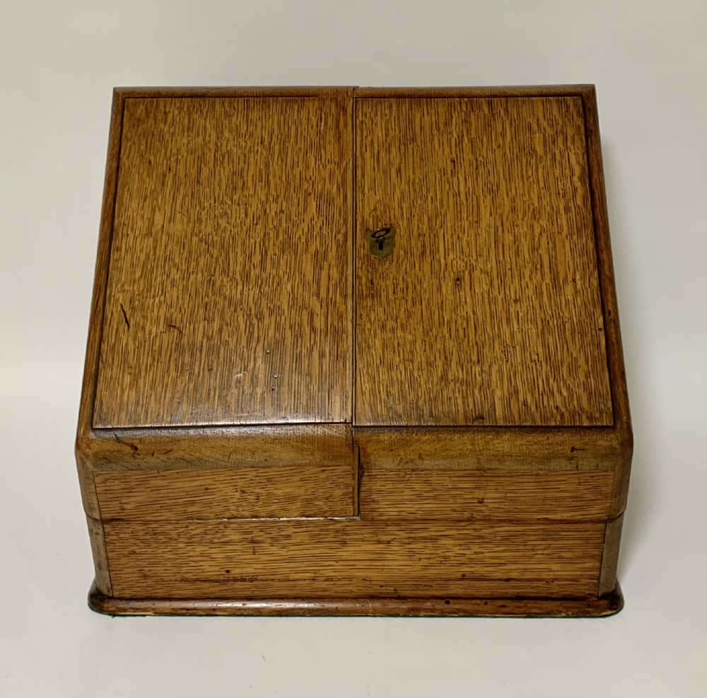 Antique Victorian Oak Desktop Stationery Cabinet