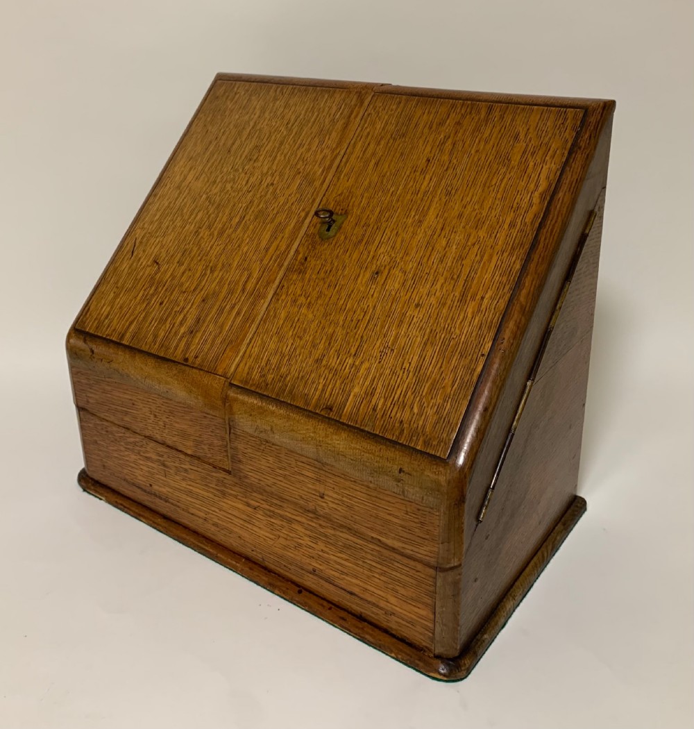 Antique Victorian Oak Desktop Stationery Cabinet View II