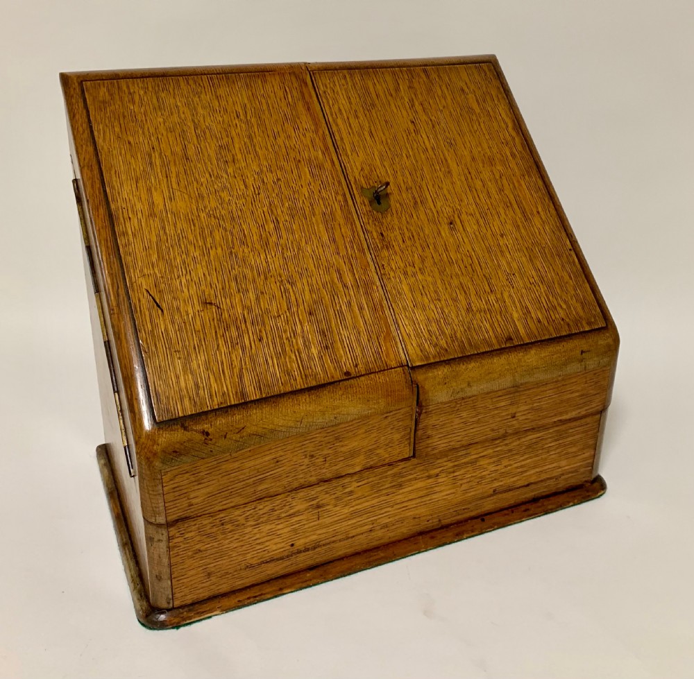 Antique Victorian Oak Desktop Stationery Cabinet View VIII