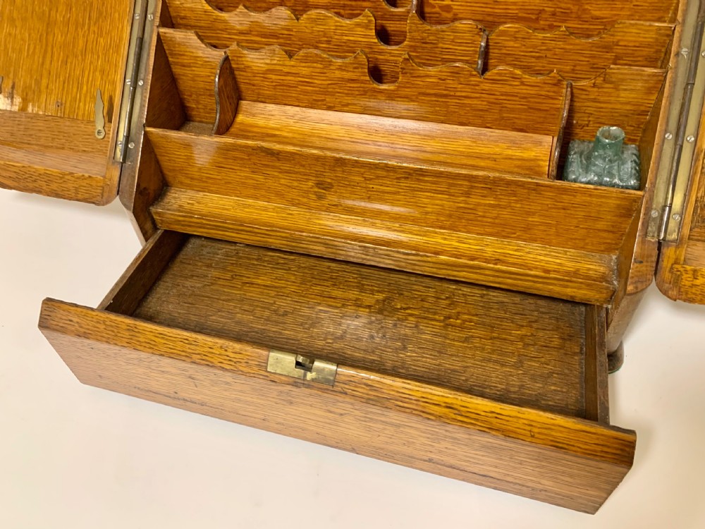 Antique Victorian Oak Desktop Stationery Cabinet View XIII