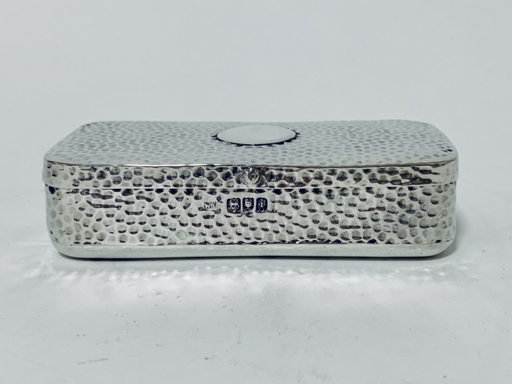 Antique Solid Silver Snuff Box Hammered Arts and Crafts Style