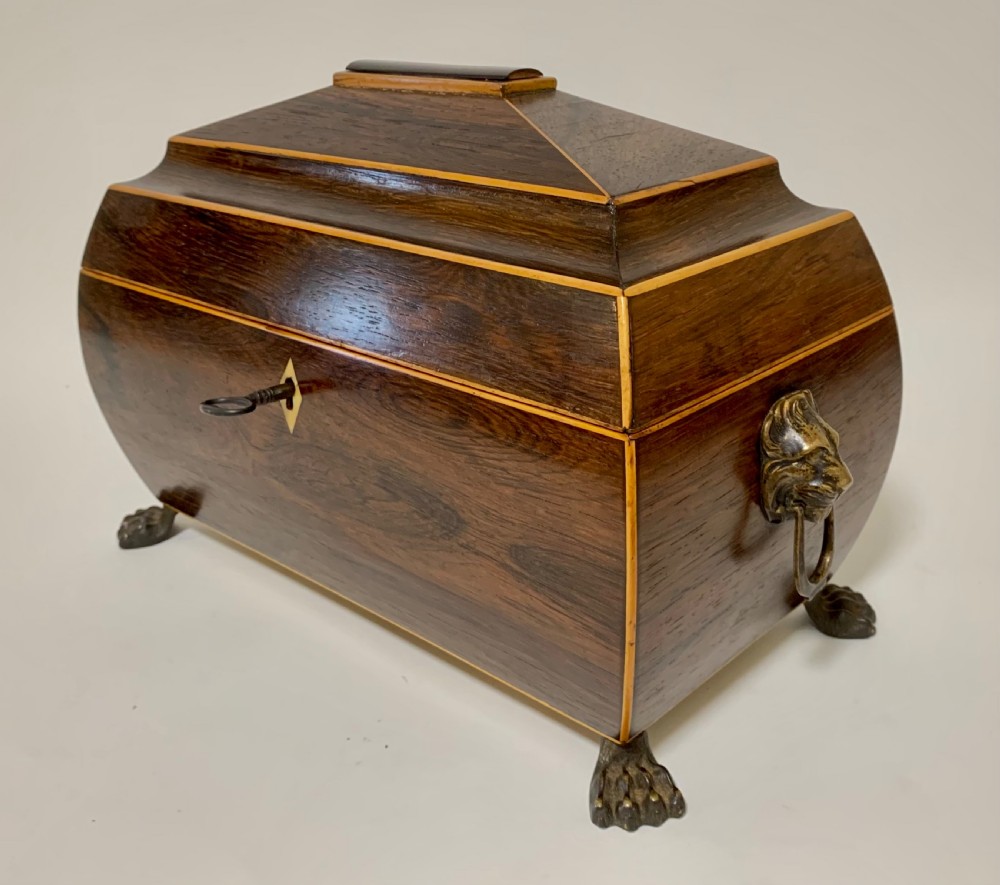 Regency Rosewood Bombe Tea Caddy View V