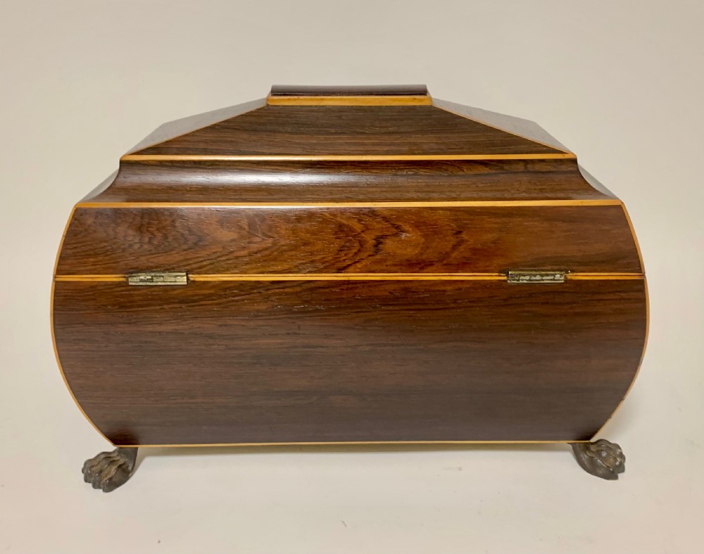 Regency Rosewood Bombe Tea Caddy View VIII