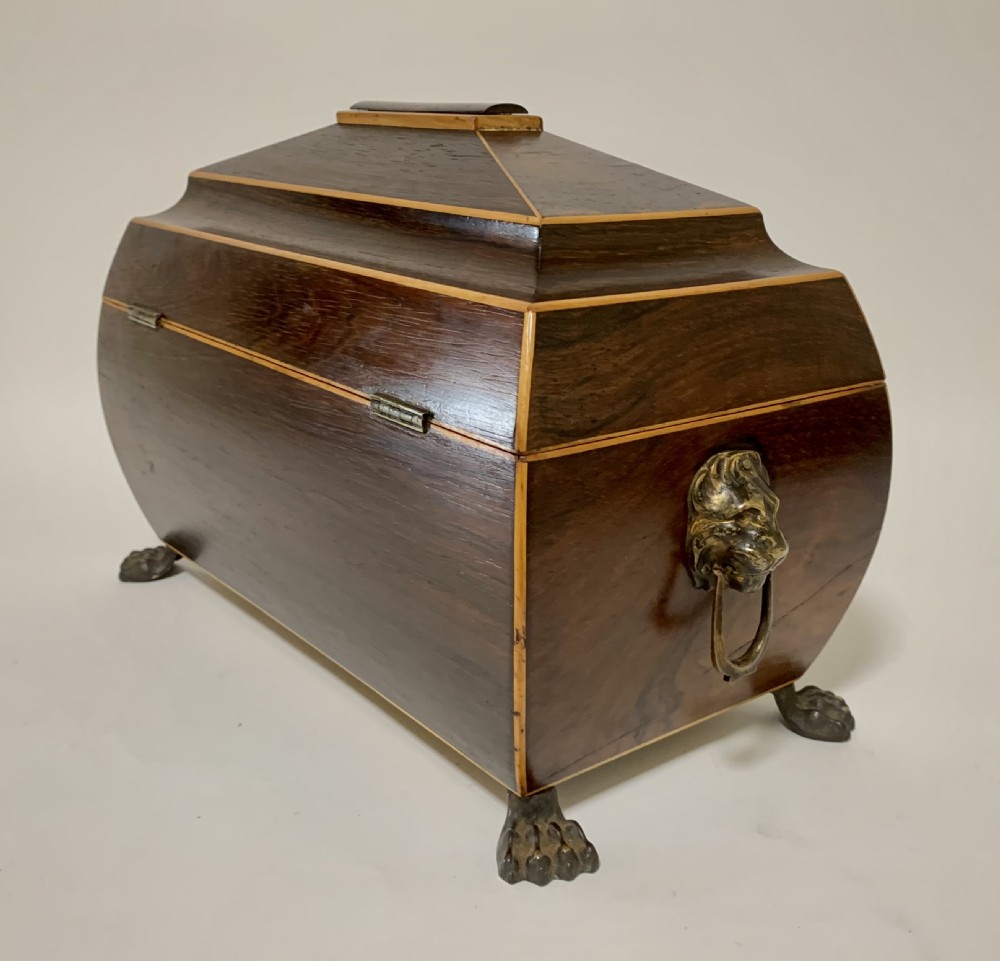 Regency Rosewood Bombe Tea Caddy View IX