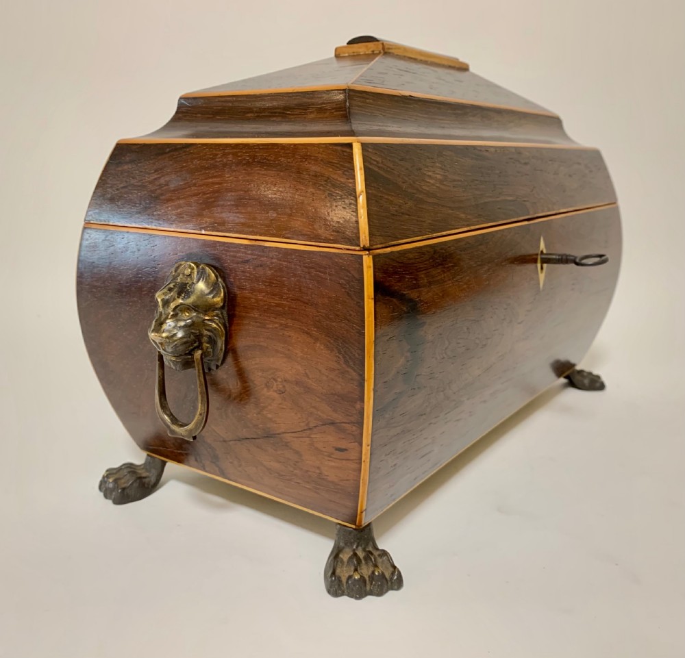 Regency Rosewood Bombe Tea Caddy View XI